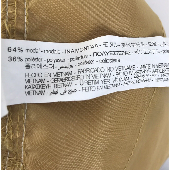 Zara High Rise Paperbag Waist Pull On Elastic Pants Crop Yellow Pockets Medium - Picture 5 of 7